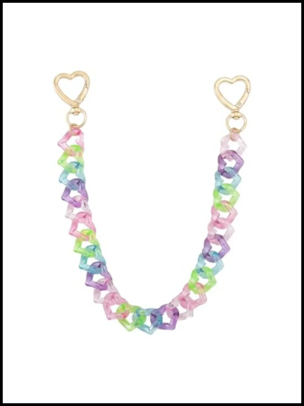 Acrylic Purse Chain Strap with Heart Bag Charm Detachable Extender